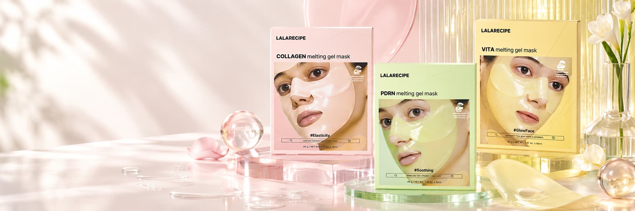 LALARECIPE Melting Gel Masks — Collagen, PDRN, Vita