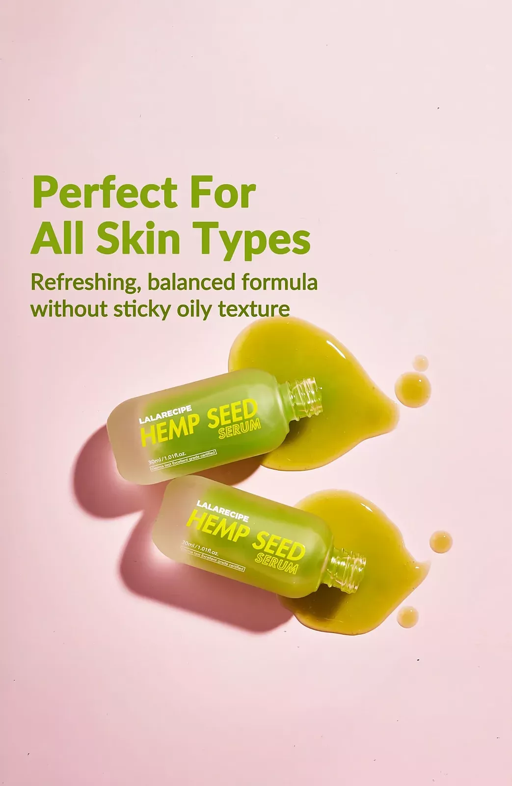 Hemp Seed Face Serum bottles with lightweight serum texture